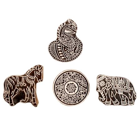 Set of 4 Piece New Mix Wooden Printing Block